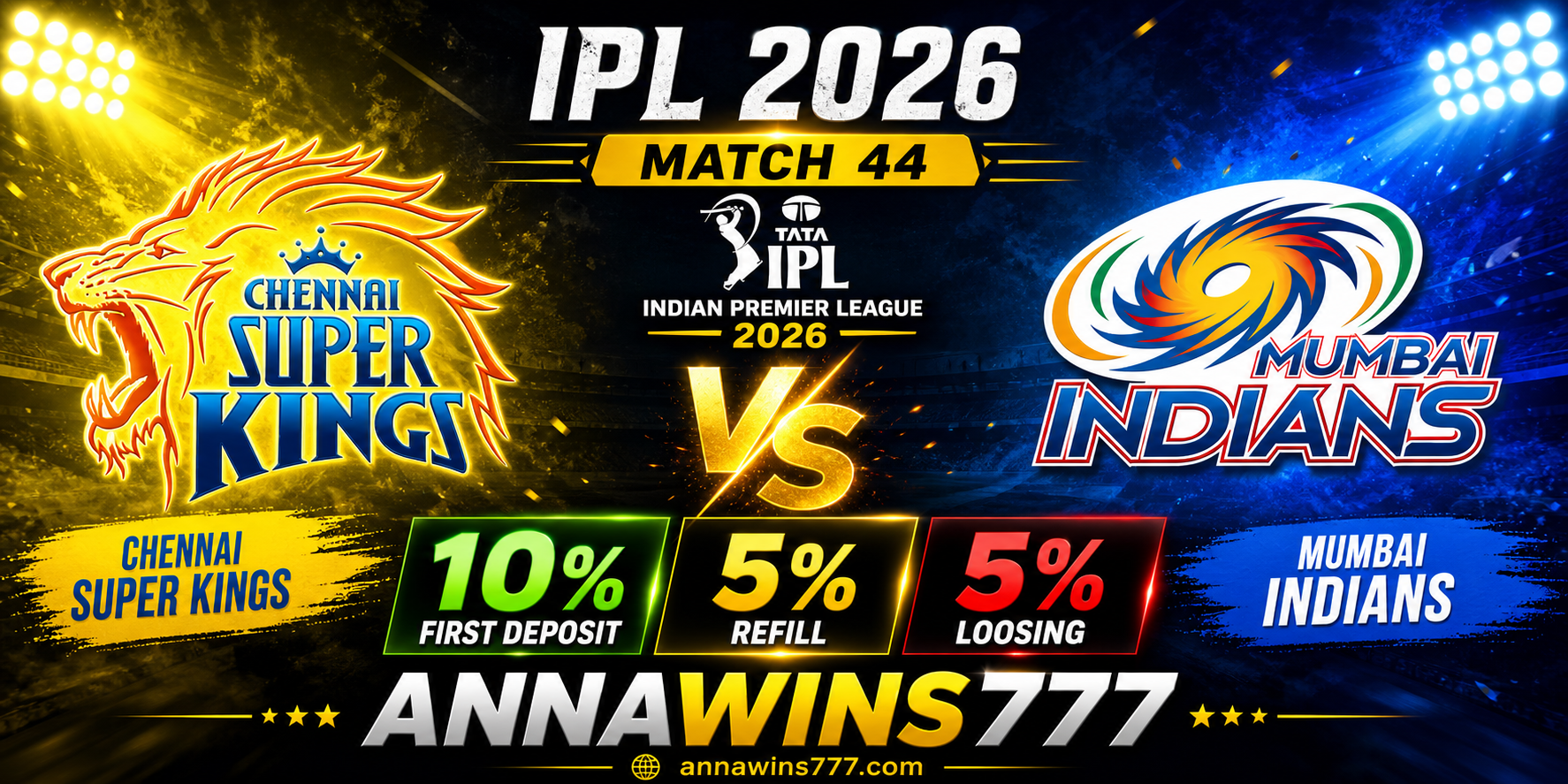 IPL 2026, Match No.44:- Mumbai Indians VS Chennai Super Kings