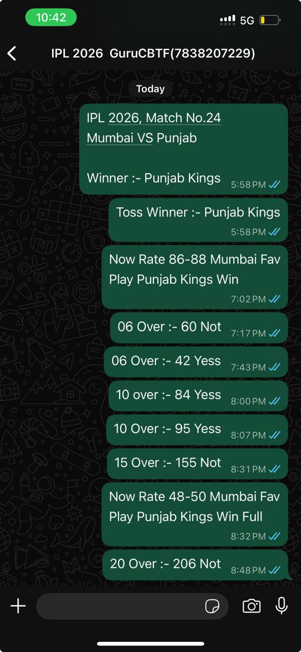 IPL 2026 Match No.24:- Mumbai Indians VS Punjab Kings