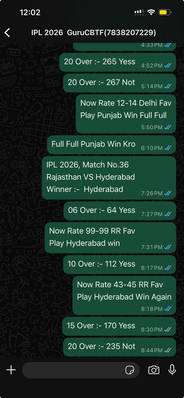 IPL 2026 Match No.36:- Rajasthan VS Hyderabad