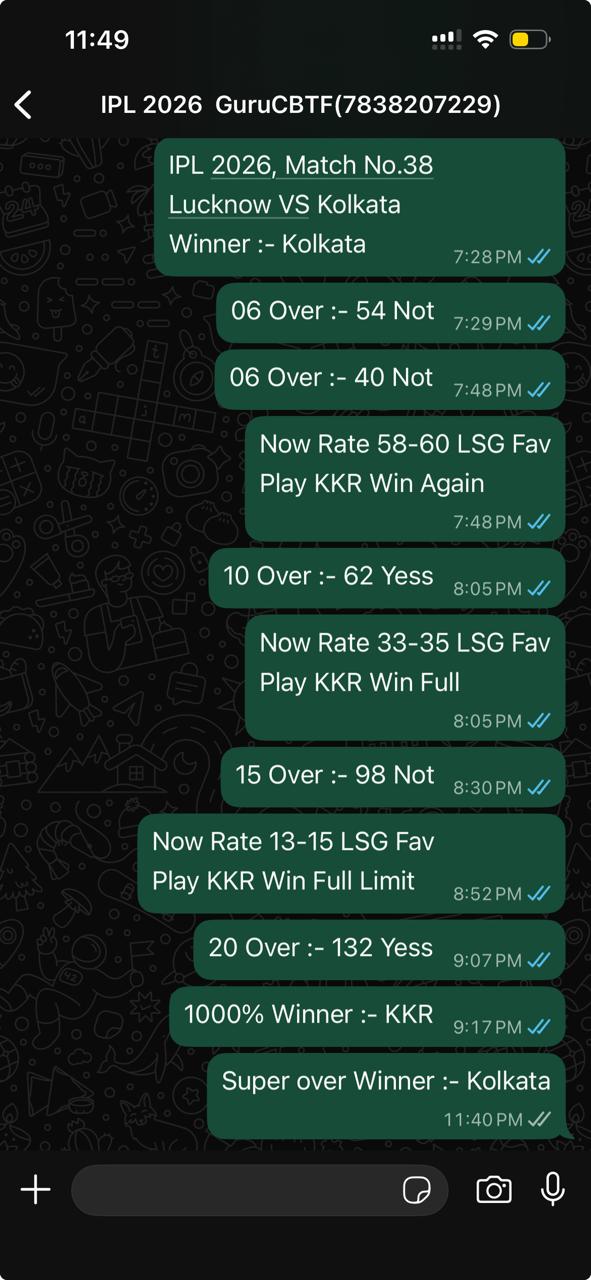 IPL 2026, Match No.38:- Lucknow VS Kolkata