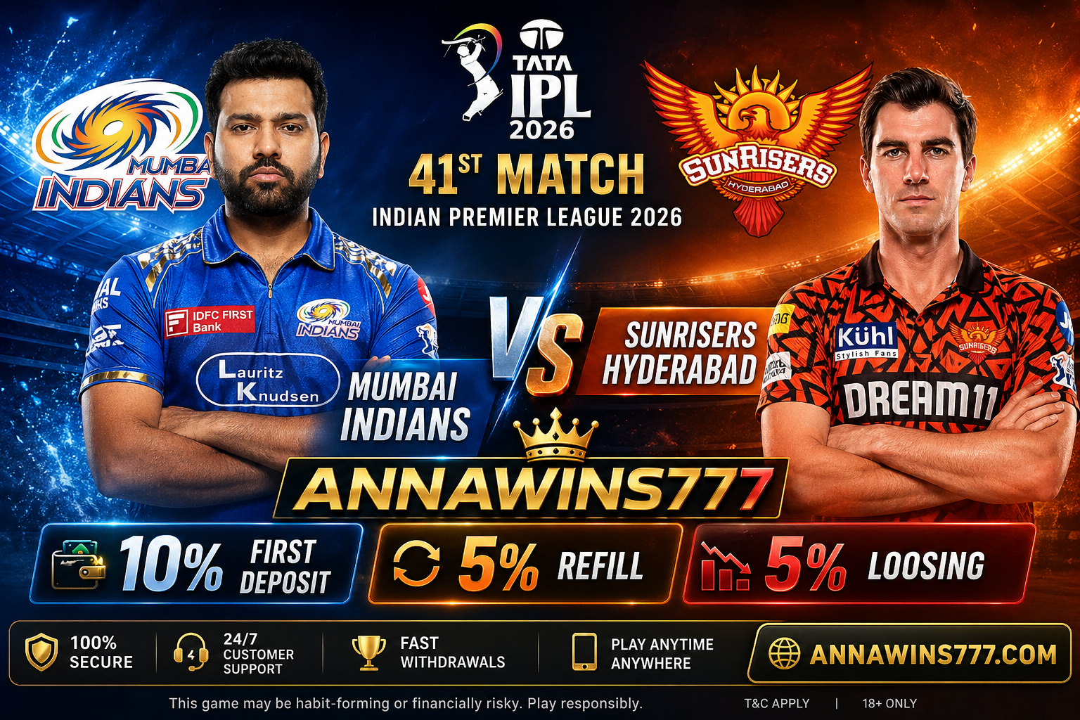IPL 2026, Match No.41:- Mumbai Indians VS Sunrisers Hyderabad