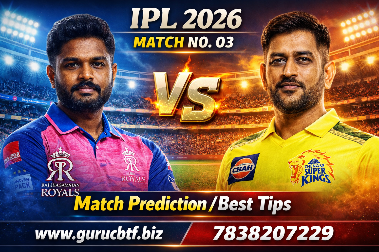 IPL 2026, Match No.03:- Rajasthan VS Chenna